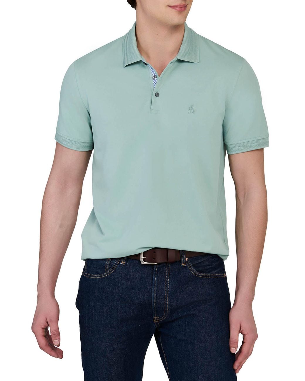 Con.struct Green Slim Fit Short Sleeve Solid Polo for men
