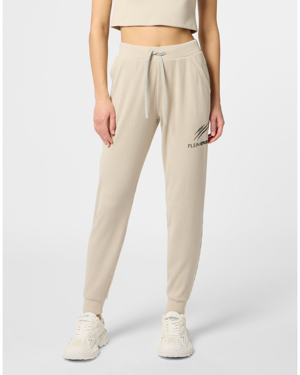 Philipp Plein Natural Ribbed Joggers Scratch