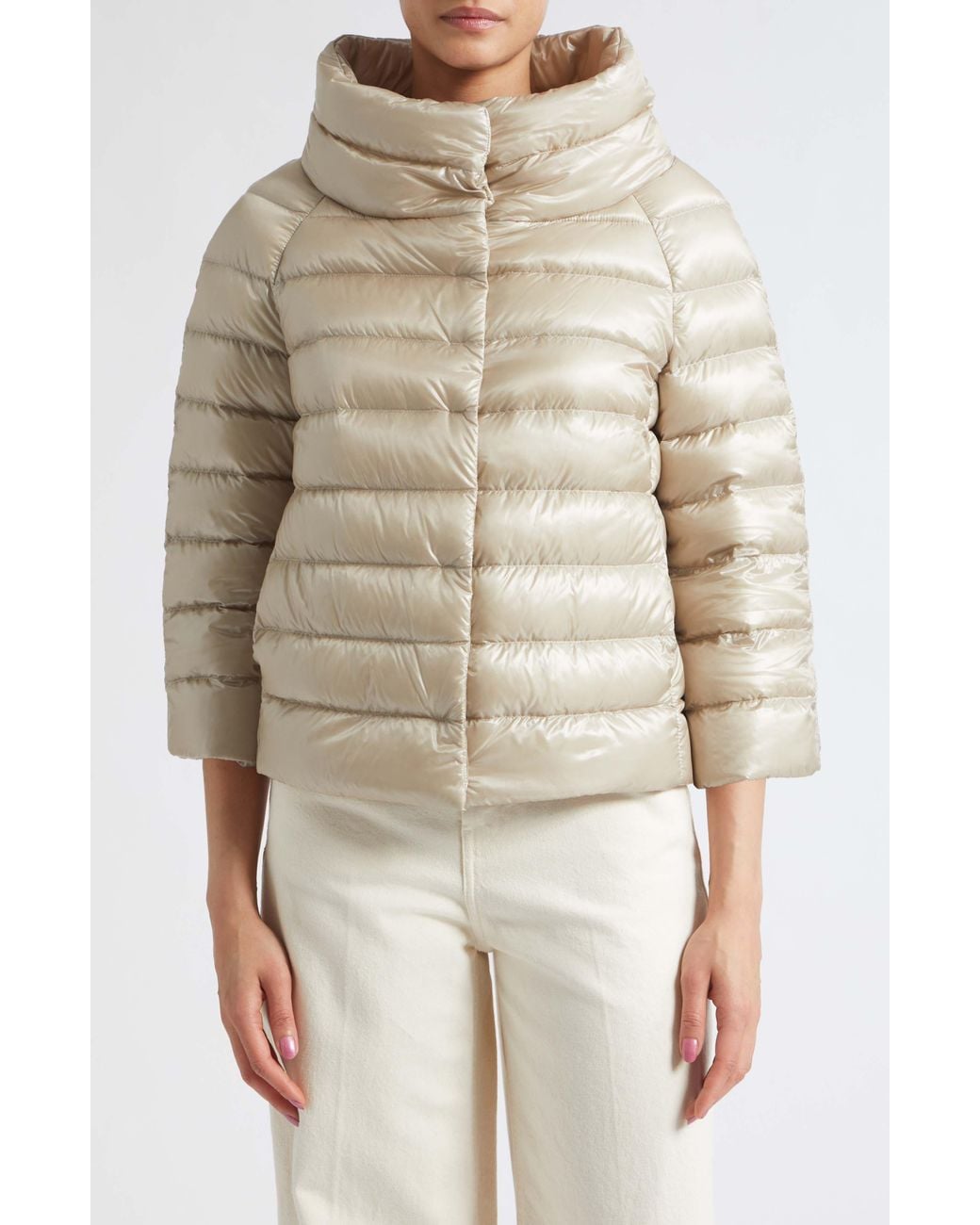 Herno Natural Sofia Iconic Down Crop Puffer Jacket