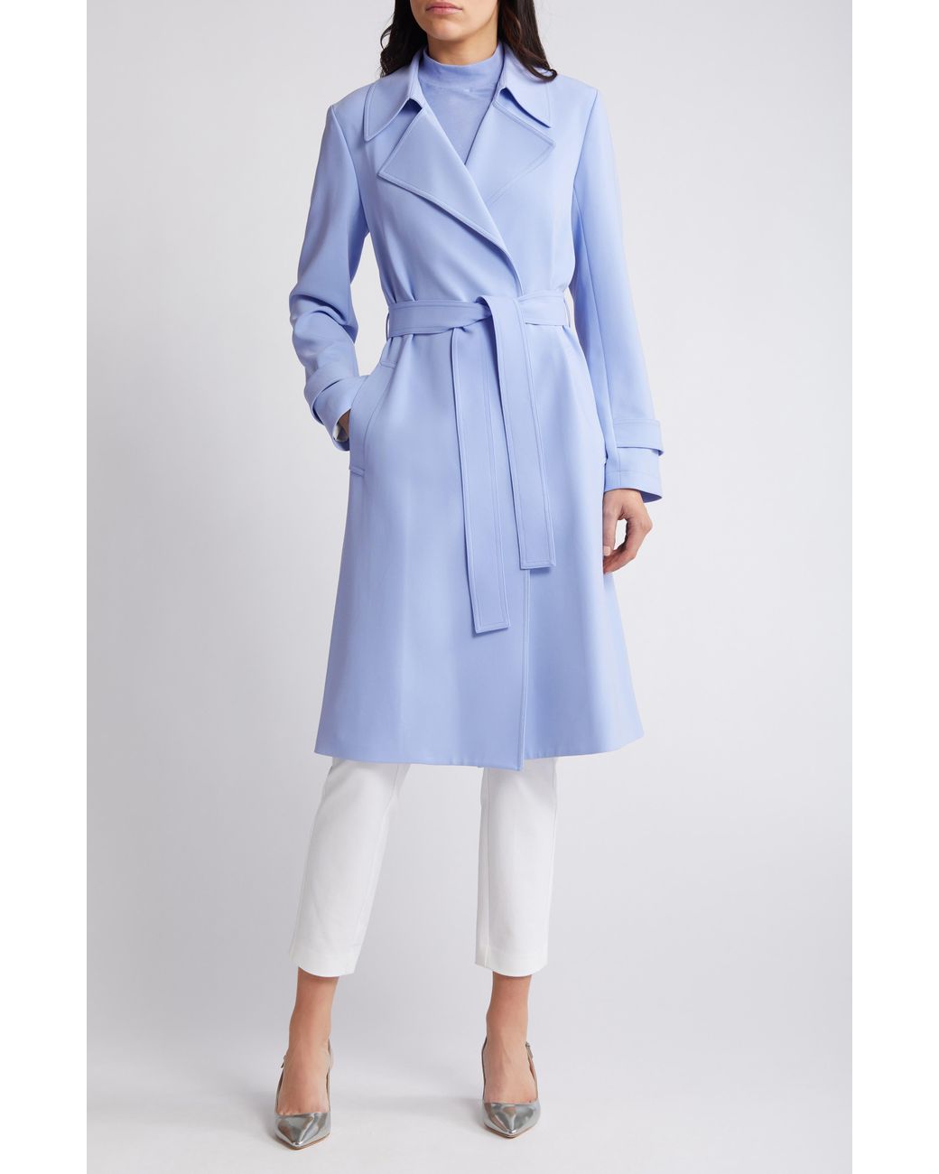 Theory Oaklane Admiral Crepe Trench Coat in Blue | Lyst