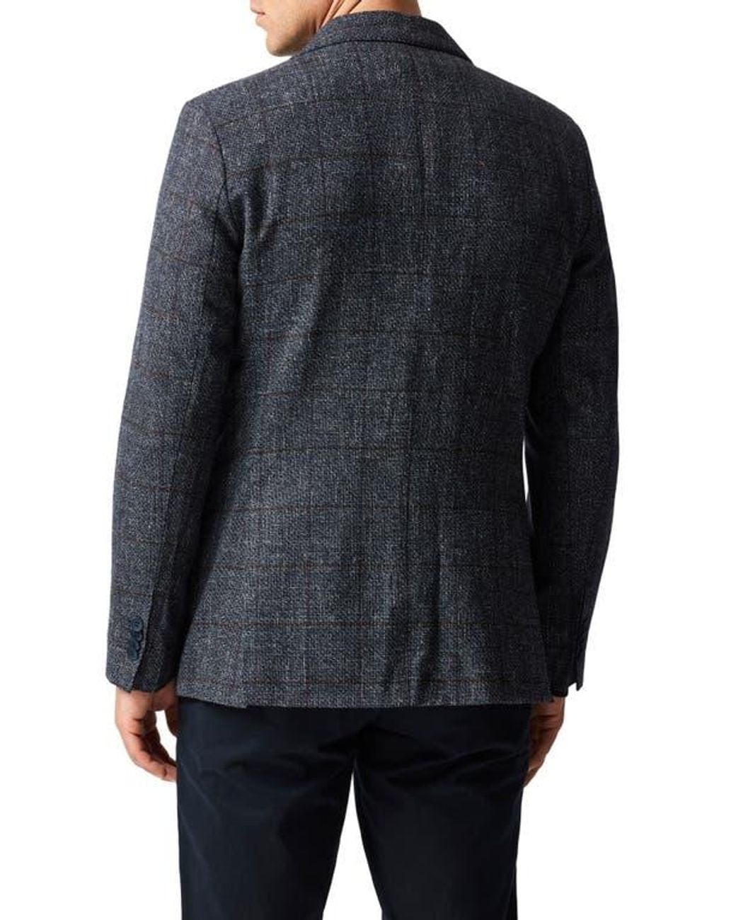 Rodd & Gunn Blue Selwyn Island Windowpane Check Wool & Cotton Blend Sport Coat for men