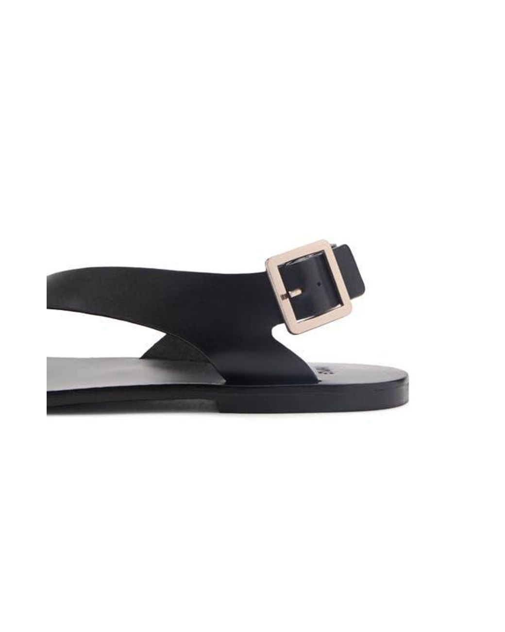 Mango Black Toe Loop Flat Sandal