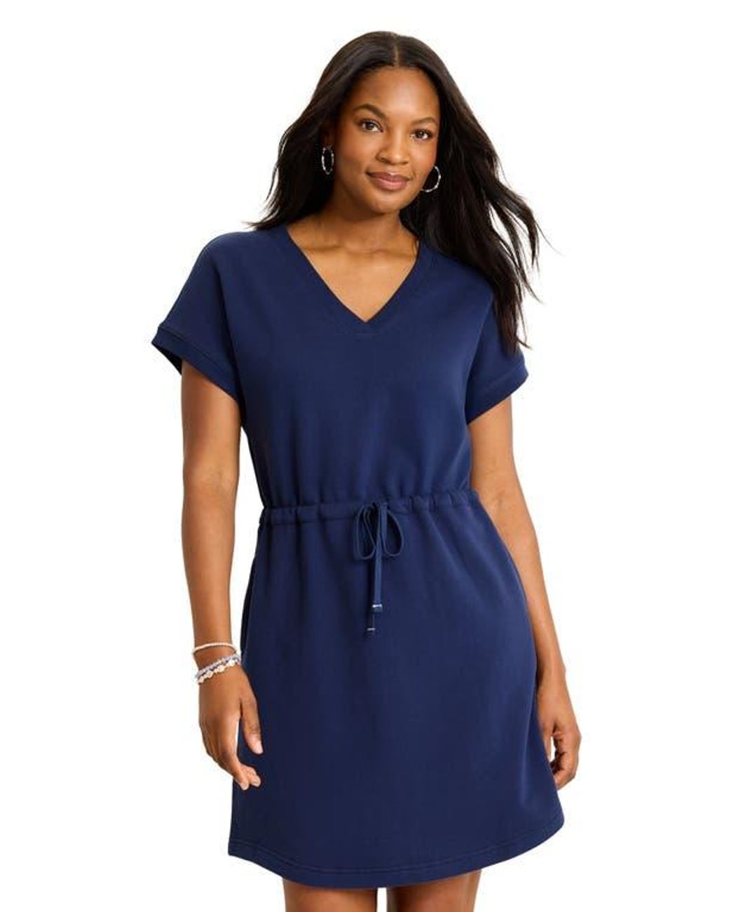 Tommy Bahama Blue Marina Del Mar Cotton Fleece V-Neck Dress