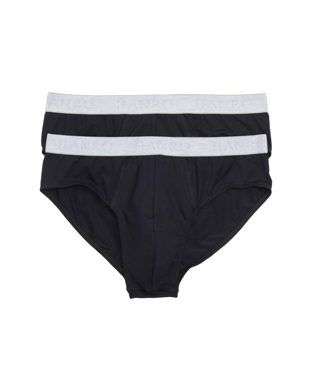 Hanro Black Cotton Essentials 2-Pack Cotton Briefs for men