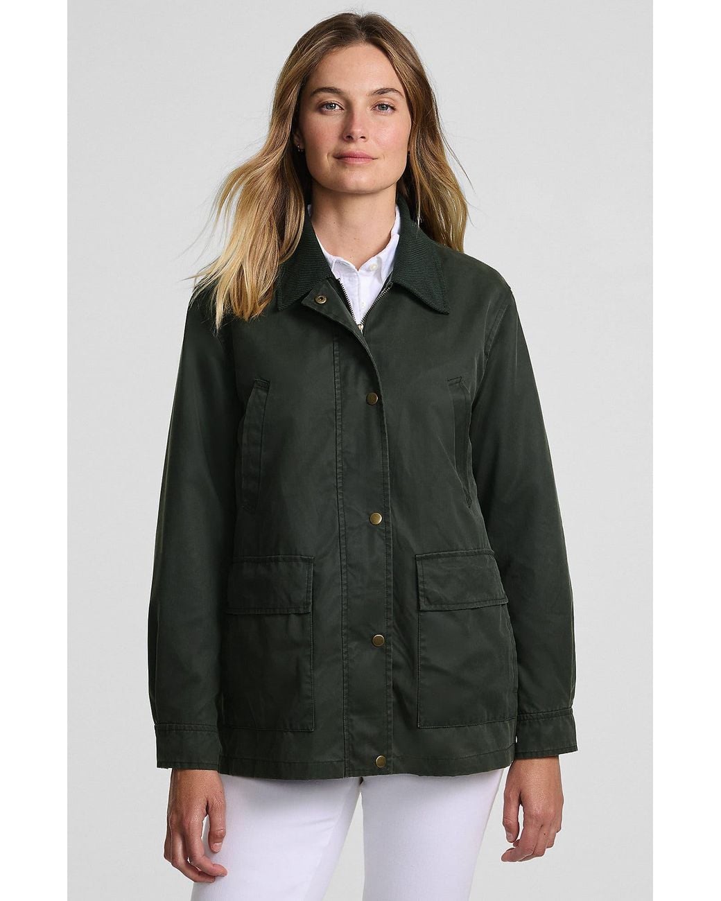 Lands' End Green Waxed Barn Jacket