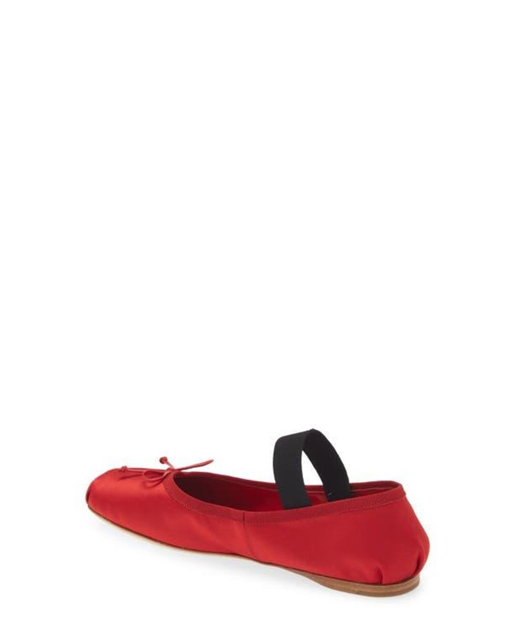 Miu Miu Logo Strap Ballet Flat in Red | Lyst