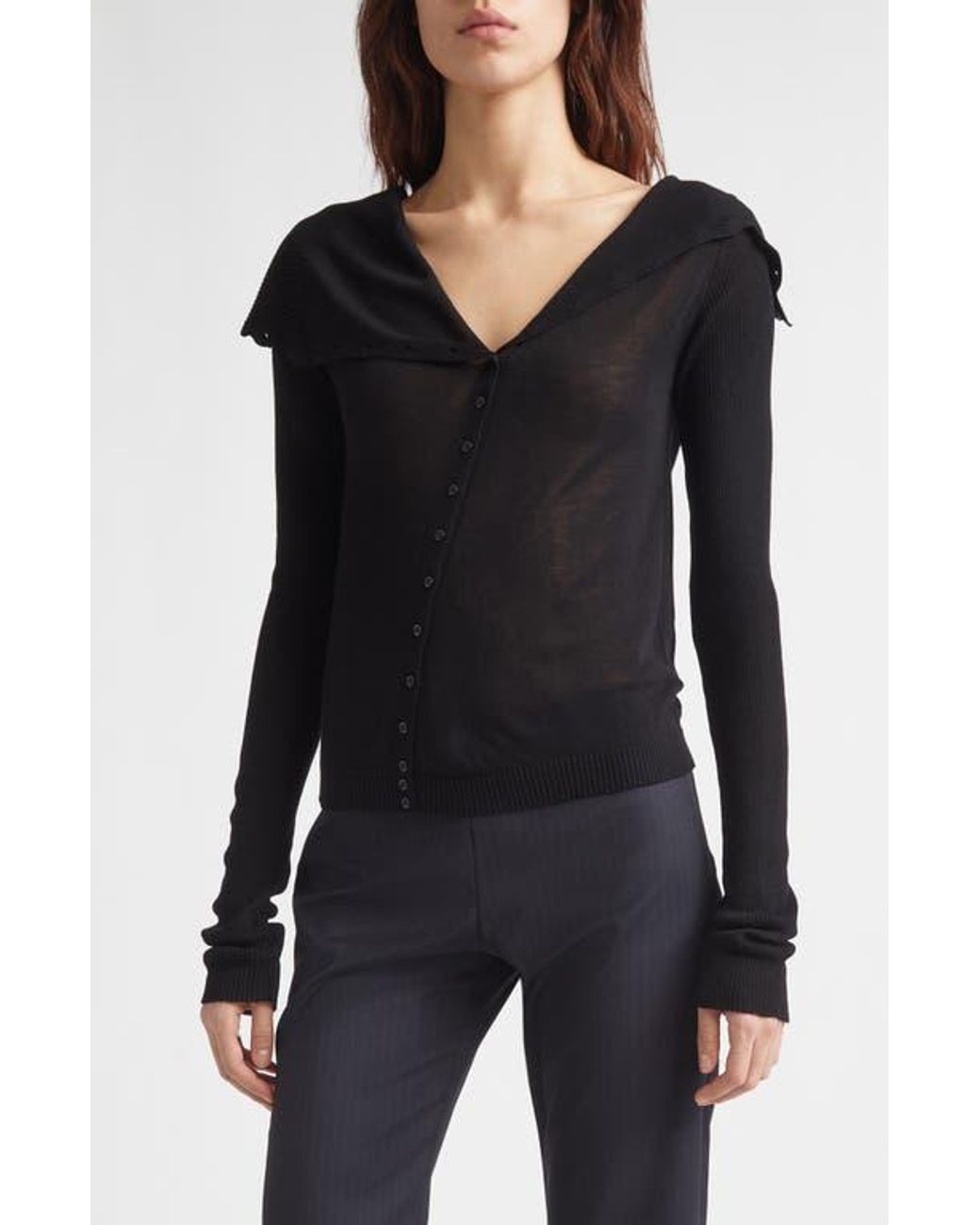 Paloma Wool Black Igna Diagonal Button Sweater