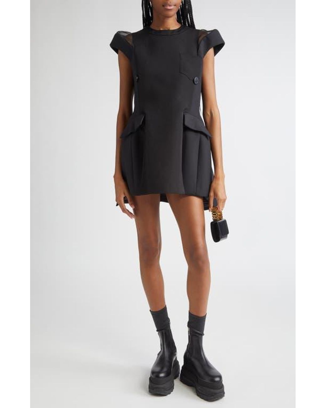 ■sacai■サカイ■Sleeveless Mixed Media Shift Dress■ sacai Sleeveless Mixed Media Shift Dress | nordstrom