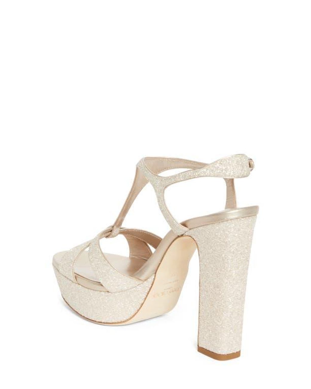 Jimmy Choo Natural Kesia Glitter Platform Sandal