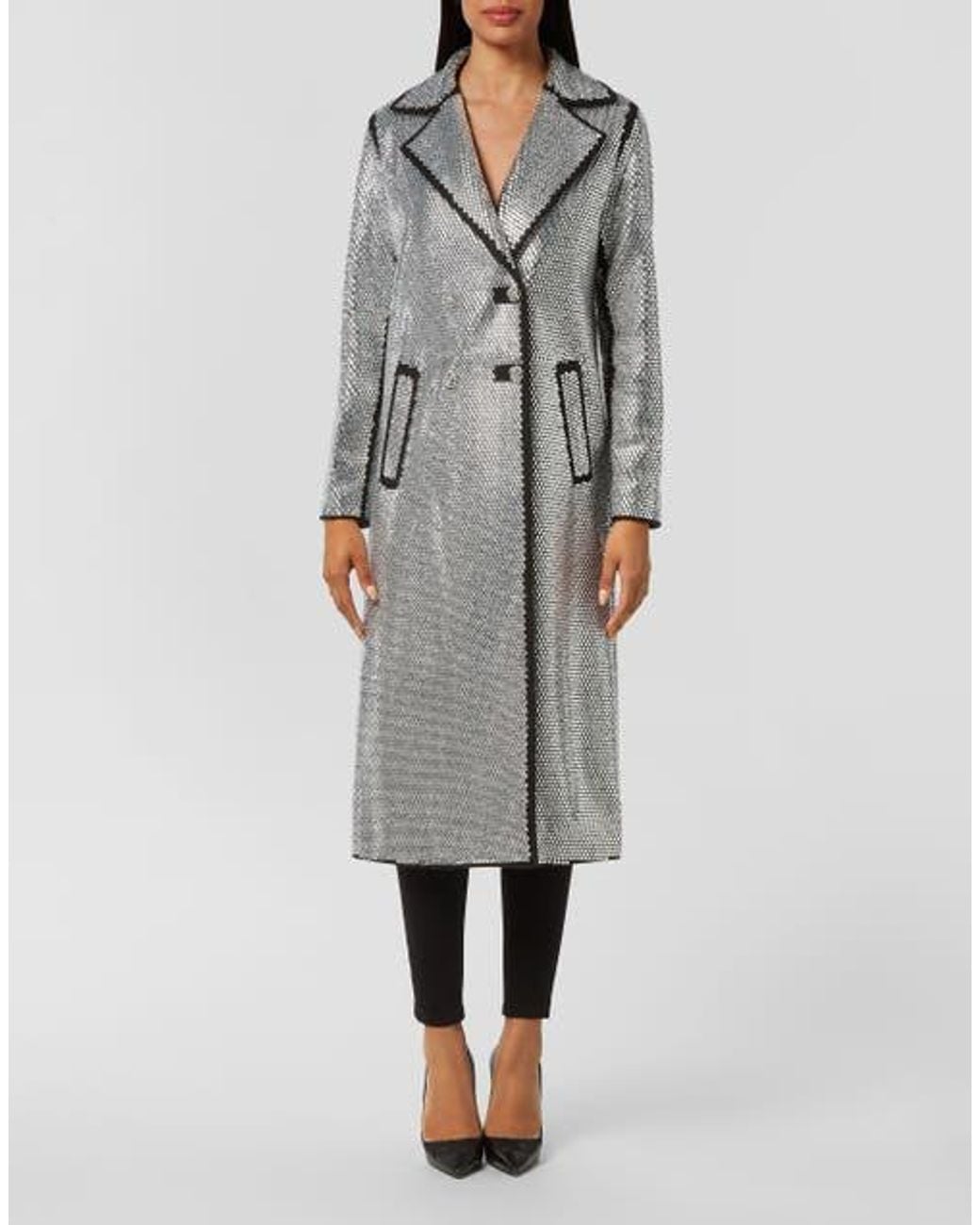 Philipp Plein Gray Coat Long