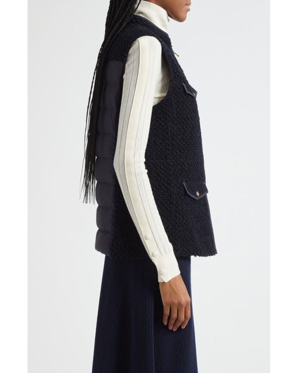 Moncler Black Fallavier Virgin Wool Down Vest