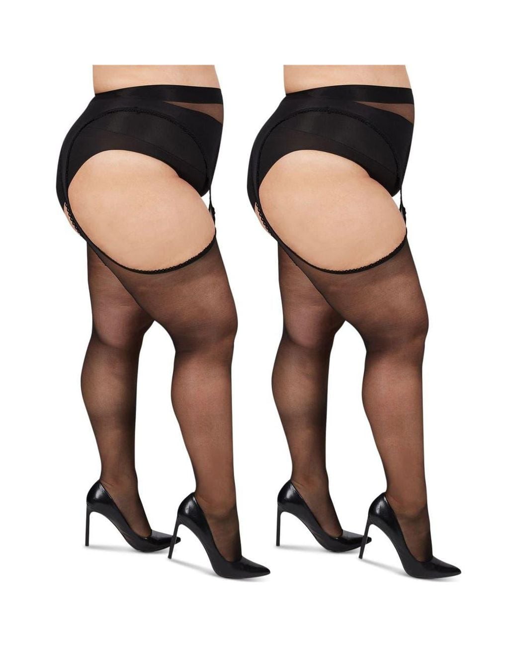 Memoi Black 2-Pack Suspender Tights