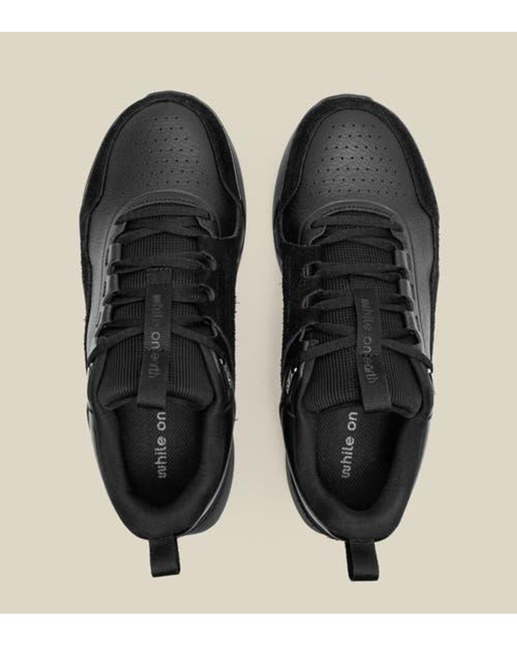 while on earth™ Black Leather Trainer for men