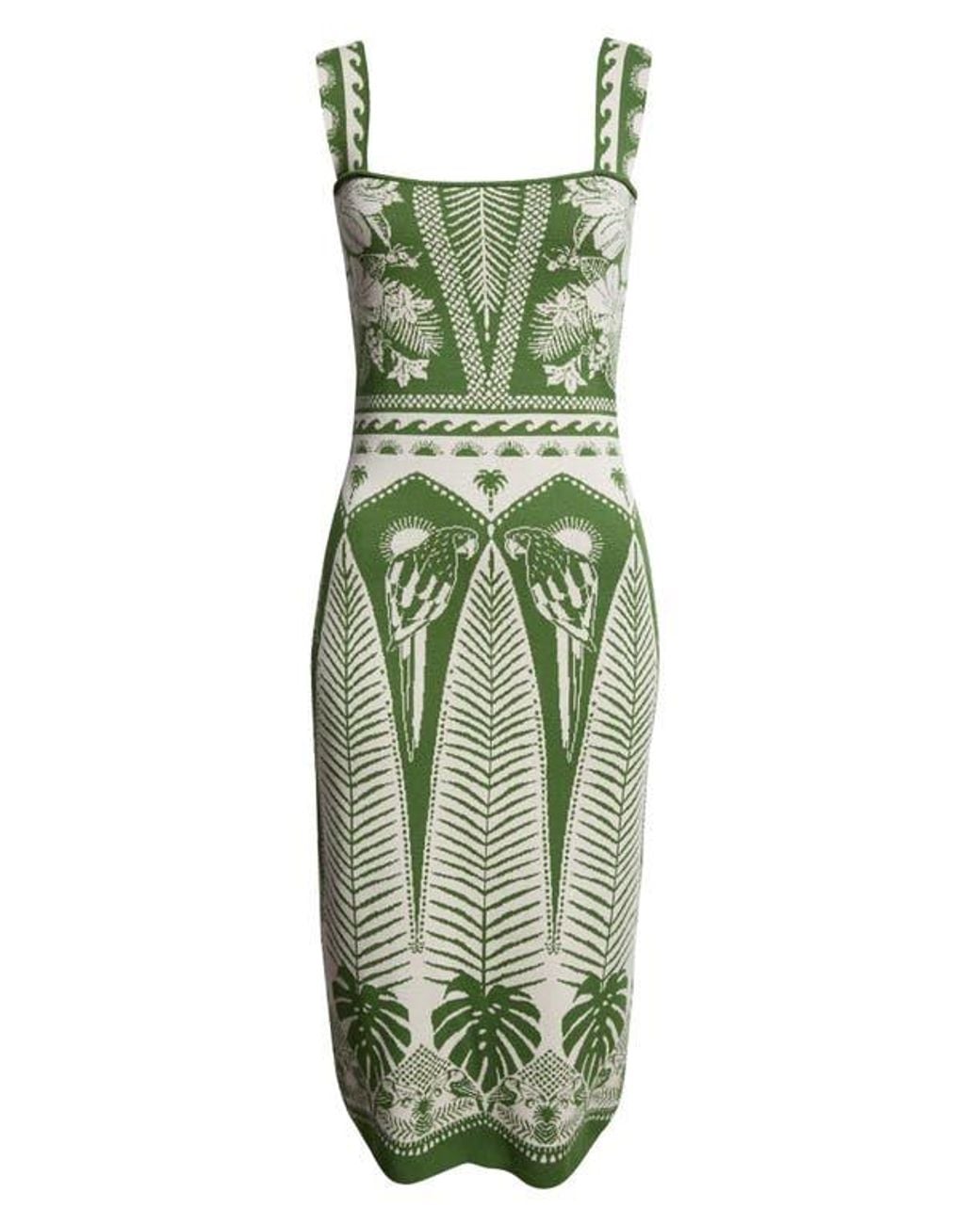 FARM Rio Macaw Jacquard Sweater Dress in Green | Lyst FARM Rio Macaw Jacquard Sweater Dress in Green | Lyst