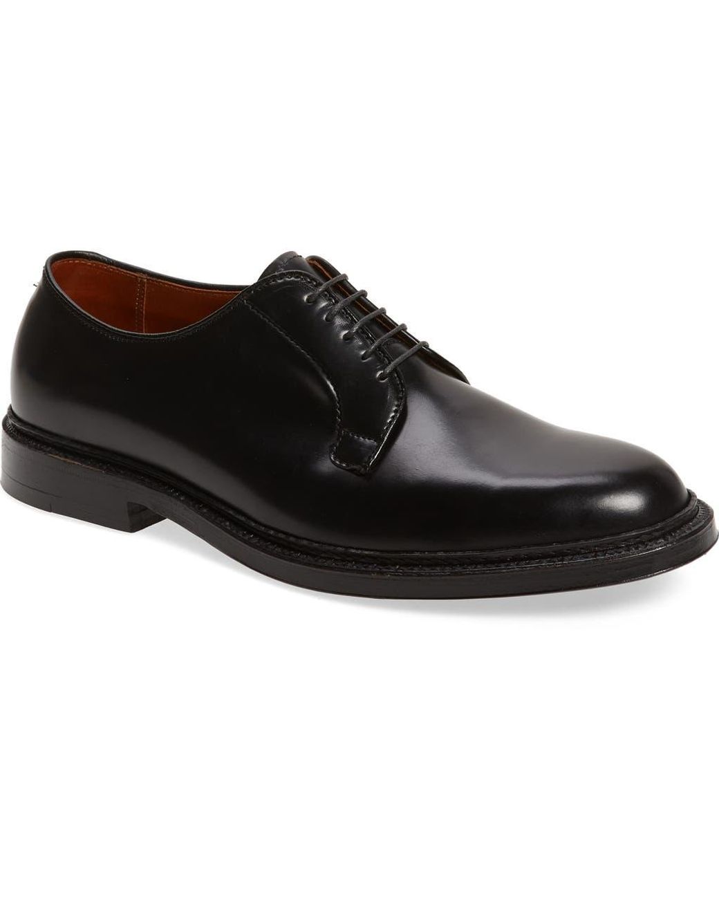 Alden Black Plain Toe Blucher Derby for men
