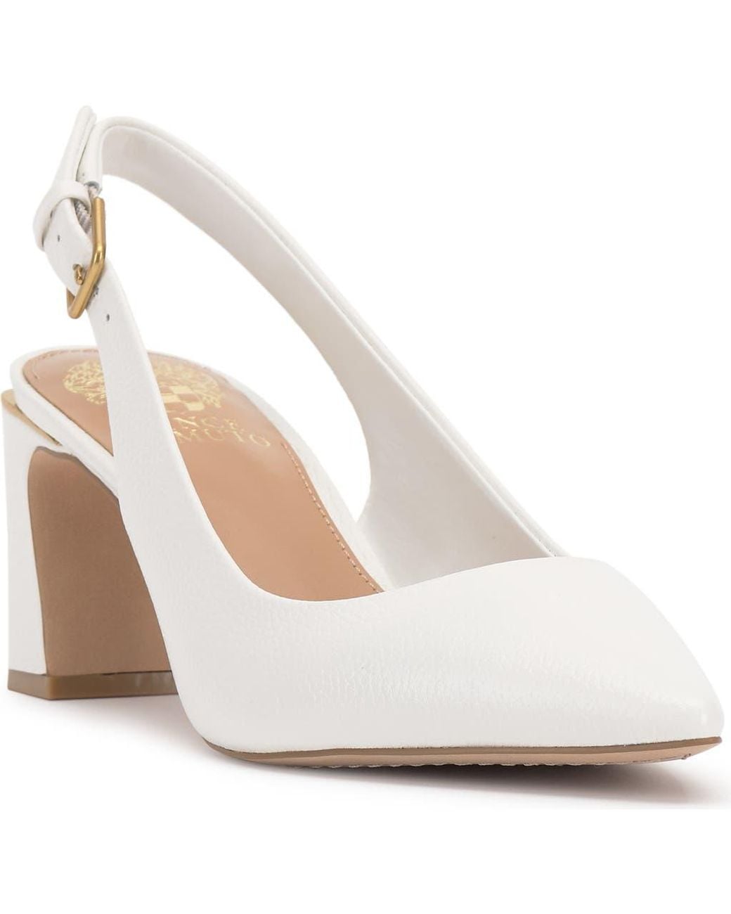 Vince Camuto White Hamden Pointed Toe Slingback Pump