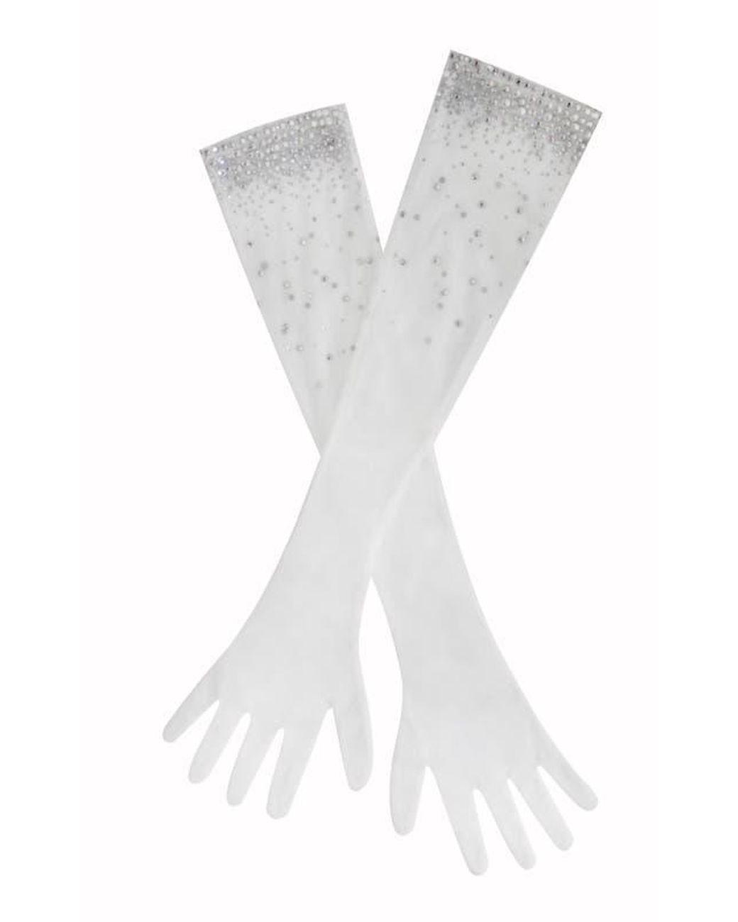 Miss Circle White Izzy Crystal Opera-Length Gloves