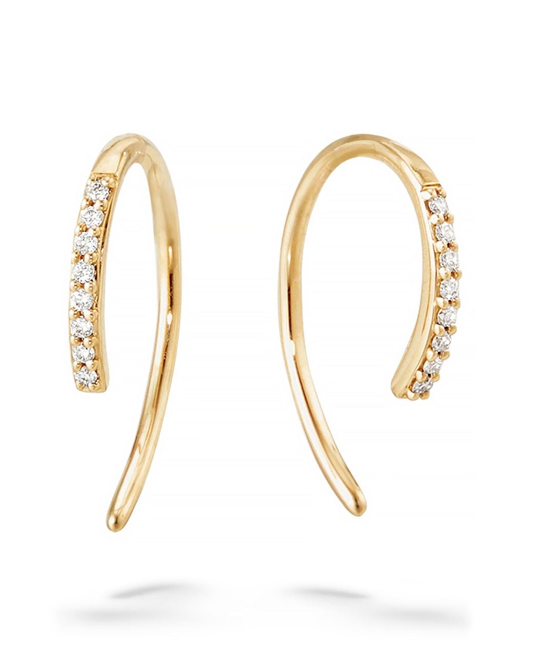 Lana Jewelry Hooked On Diamond Hoop Earrings in Yellow Gold (Metallic