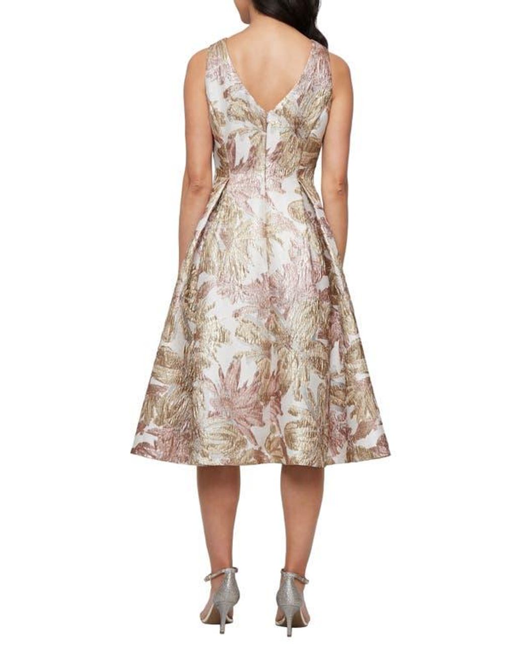 Alex Evenings Metallic Floral Jacquard Fit & Flare Cocktail Dress in Natural | Lyst Alex Evenings Metallic Floral Jacquard Fit & Flare Cocktail Dress in Natural | Lyst