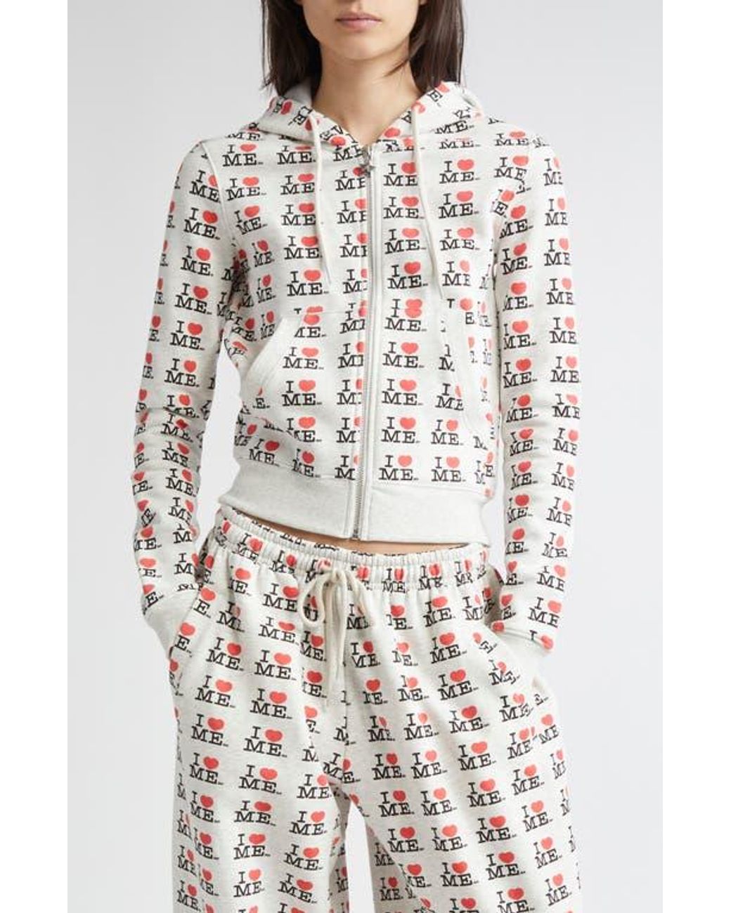 Ashley Williams I Heart Me Shrunken Graphic Hoodie in White