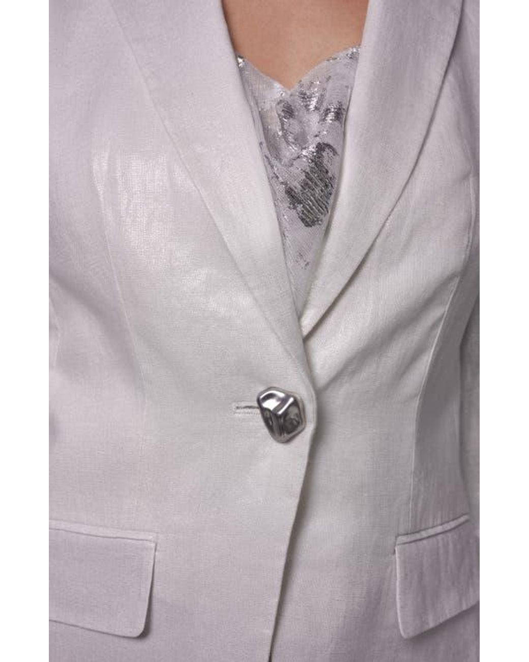 Donna Karan White One-Button Linen Blazer