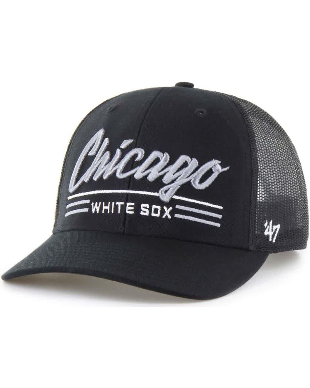'47 Black Chicago Sox Garner Trucker Adjustable Hat for men