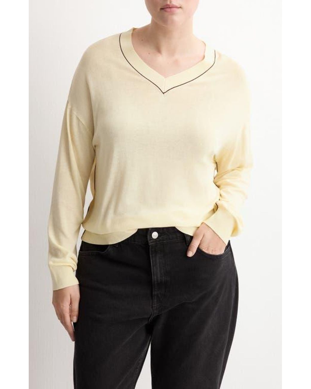 Mango Natural Bert Jersey V-Neck Sweater