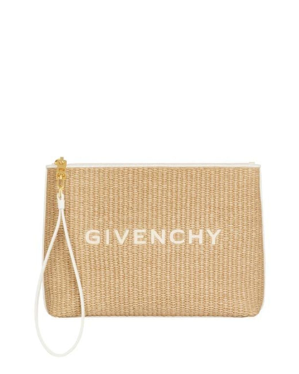 Givenchy Natural Logo Embroidered Raffia Pouch