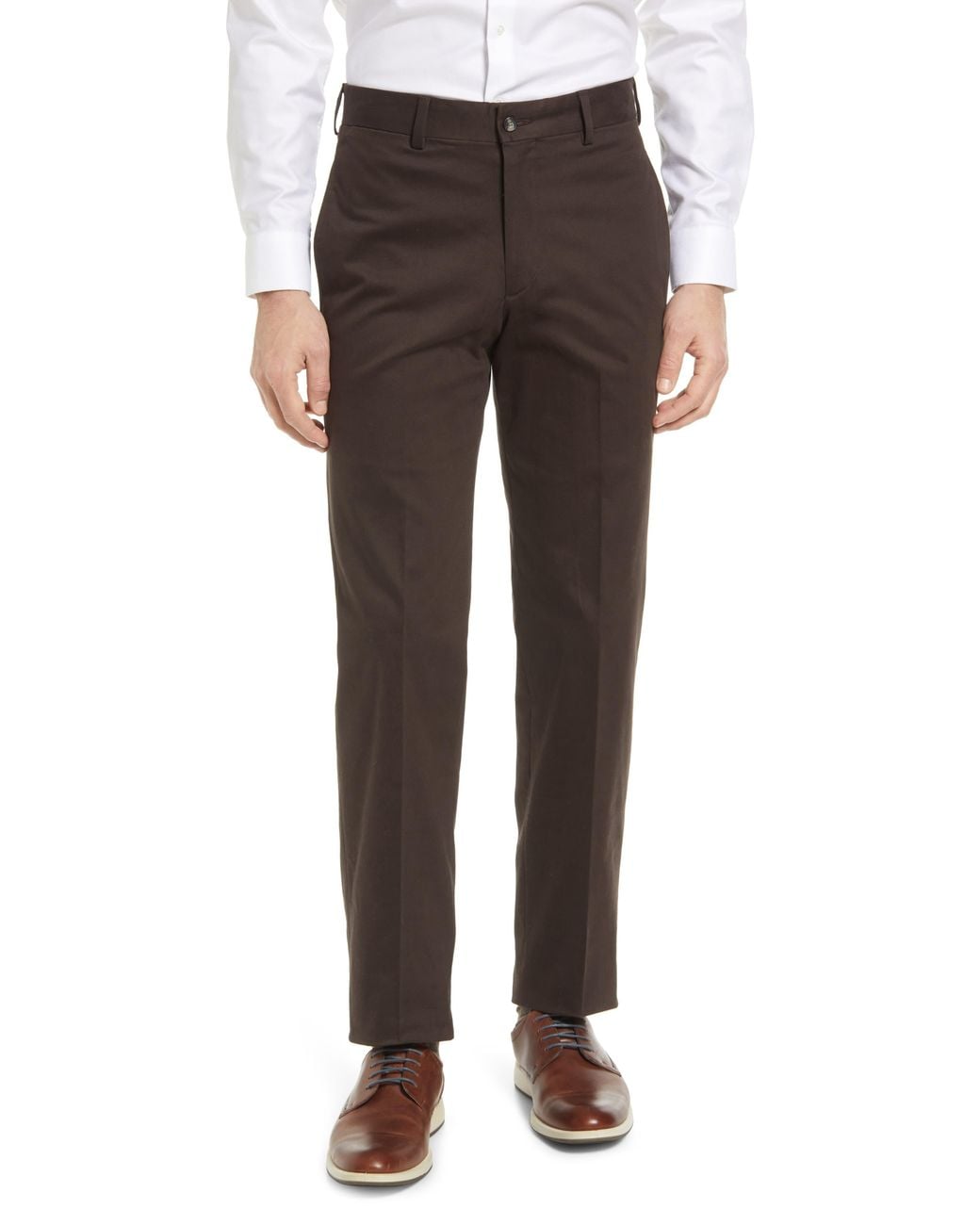 Berle Gray Charleston Khakis Flat Front Stretch Sateen Pants for men