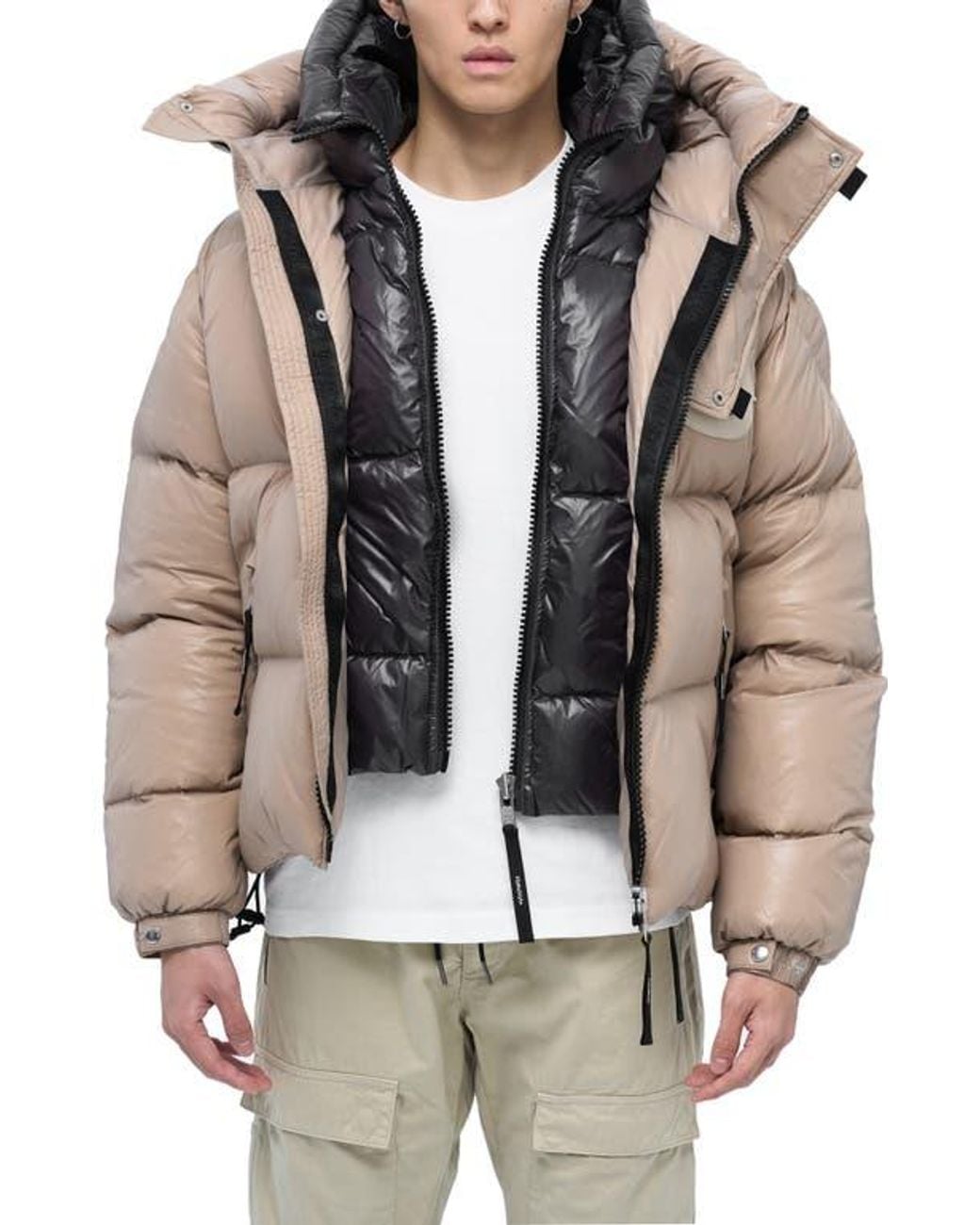 Alpha Style Kudu Hooded Puffer Down Jacket in Brown | Lyst