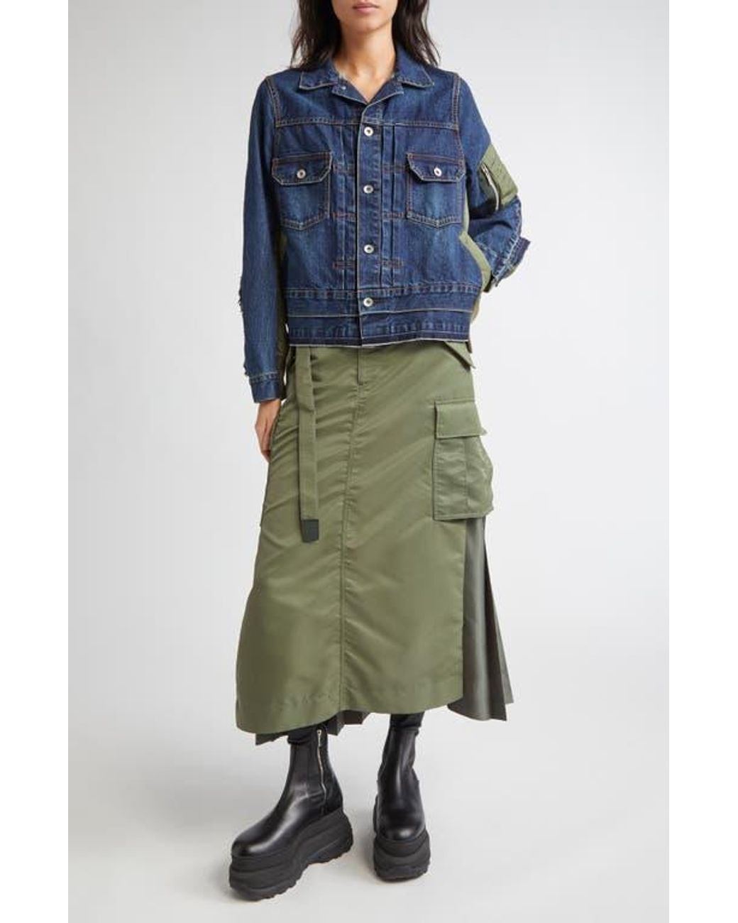 ■sacai■サカイ■Insulated Nylon Twill Midi Cargo Skirt■ Sacai Insulated Nylon Twill Midi Cargo Skirt | Nordstrom