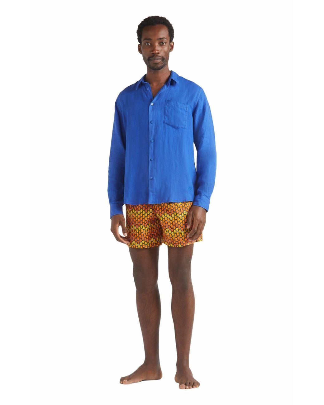 Vilebrequin Blue Linen Solid Shirt for men