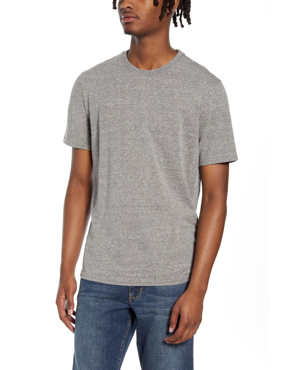 Threads For Thought Gray Slim Fit Crewneck T-shirt for men