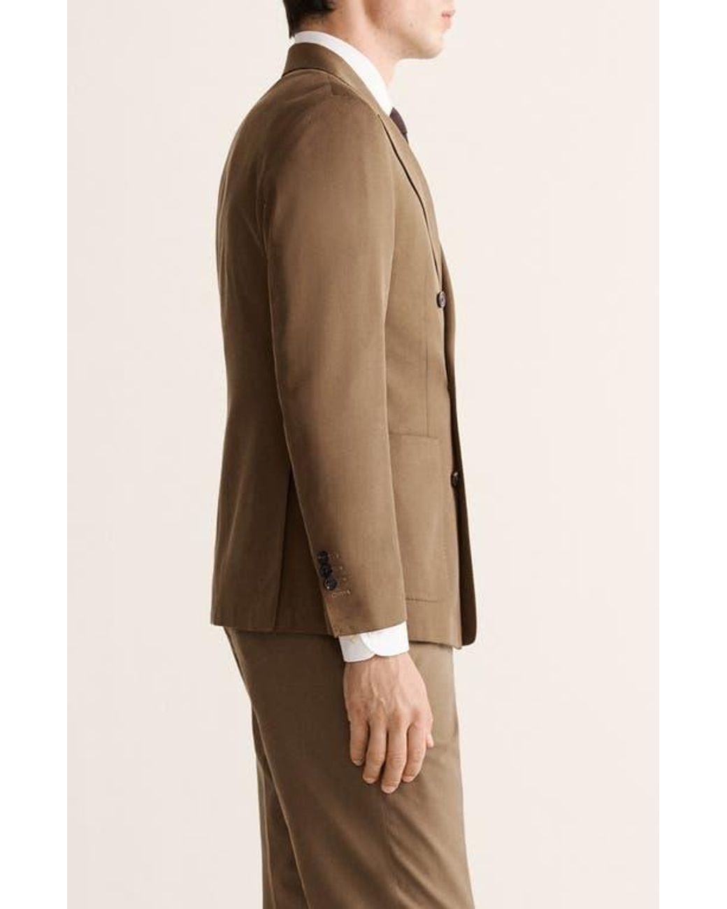 Mango Brown Double Breasted Slim Fit Jacket for men
