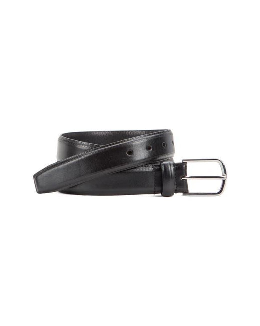 Johnston & Murphy Black Edge Embossed Leather Belt for men