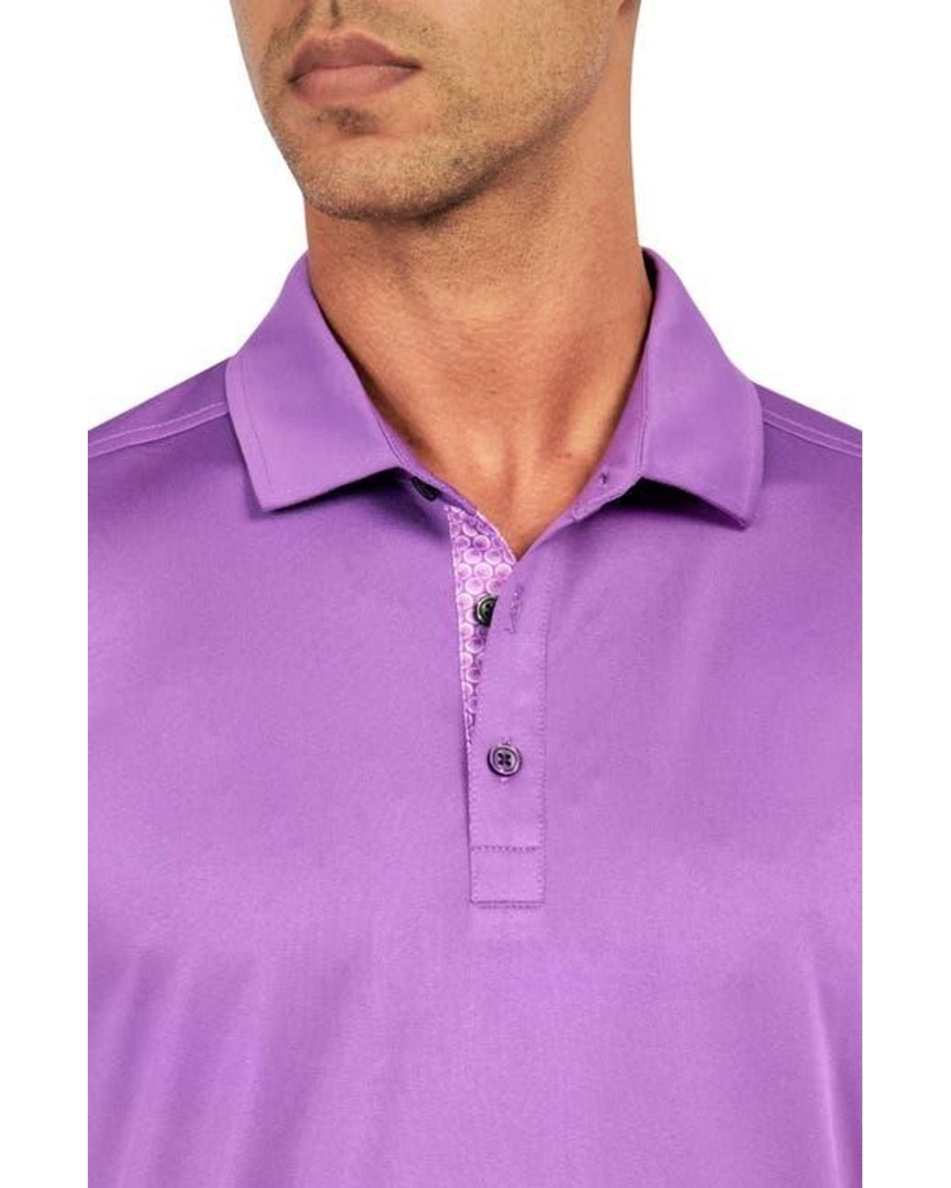 Con.struct Purple Regular Fit Solid Recycled Performance Golf Polo for men