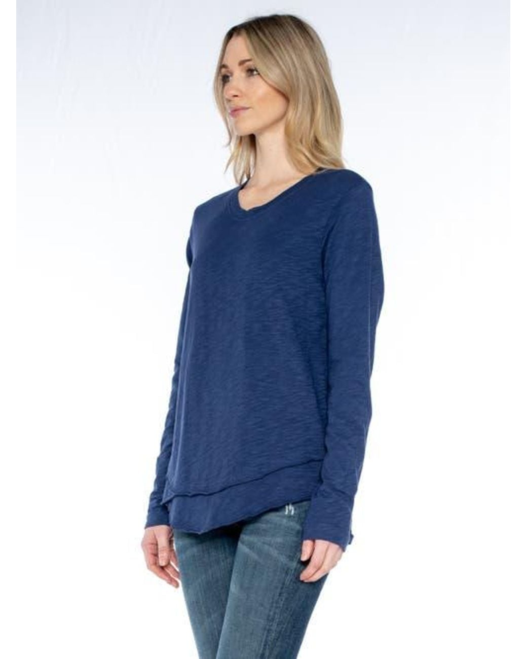 Wilt Blue Long Sleeve Mock Layer Tee