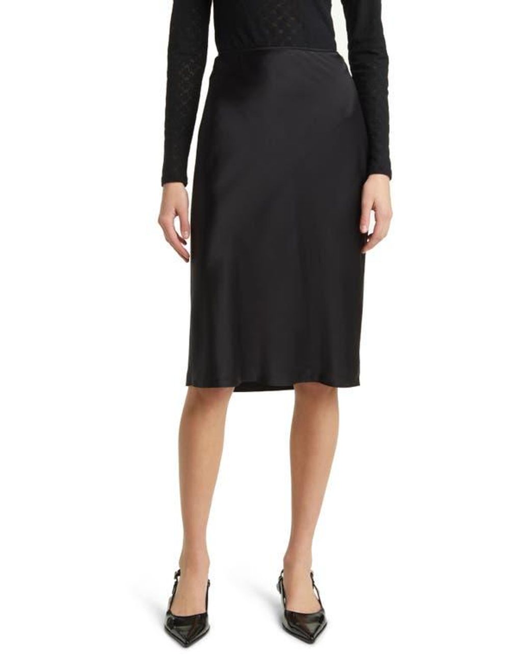 FRAME 90S Bias Cut Silk Pencil Skirt in Black Lyst