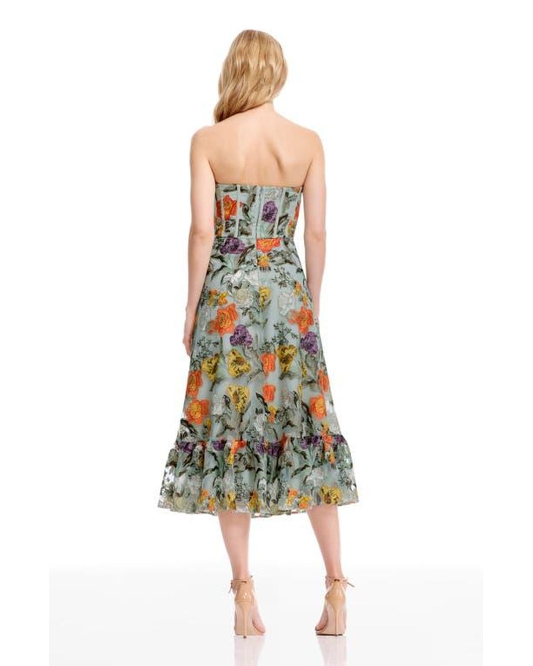 dress the population carina embroidered dress Dress the Population Women's Carina Floral Embroidered Strapless Cocktail Dress