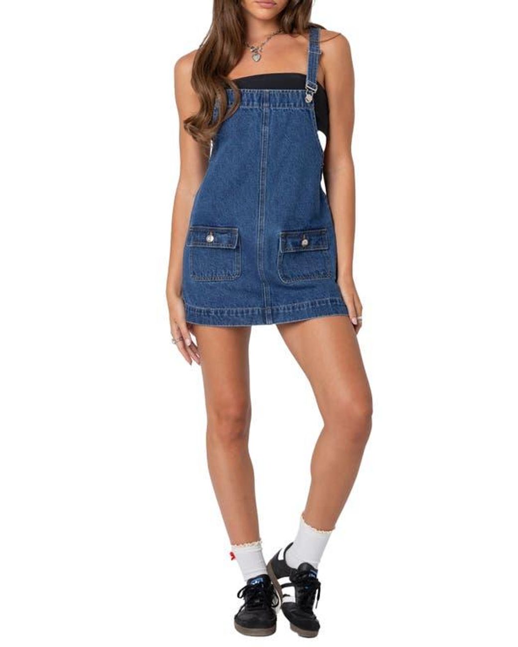 Edikted Denim Overall Minidress in Blue | Lyst