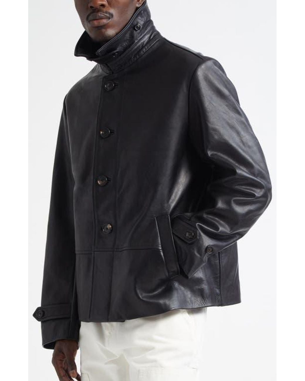 Bode Black Cropped Continental Coat for men
