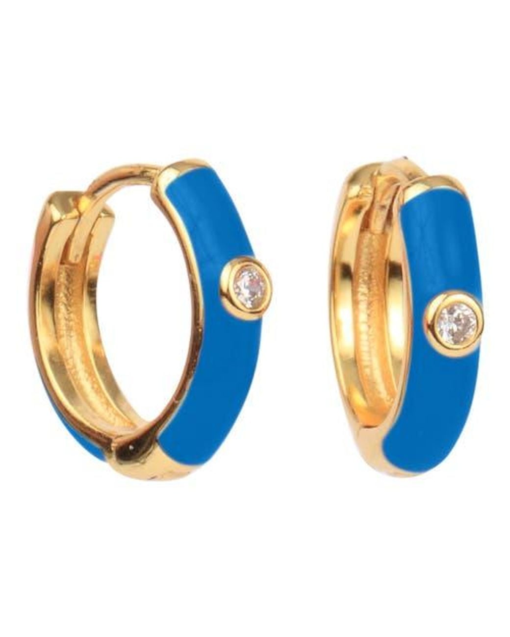 Color Shout Blue Enamel Huggie Hoops