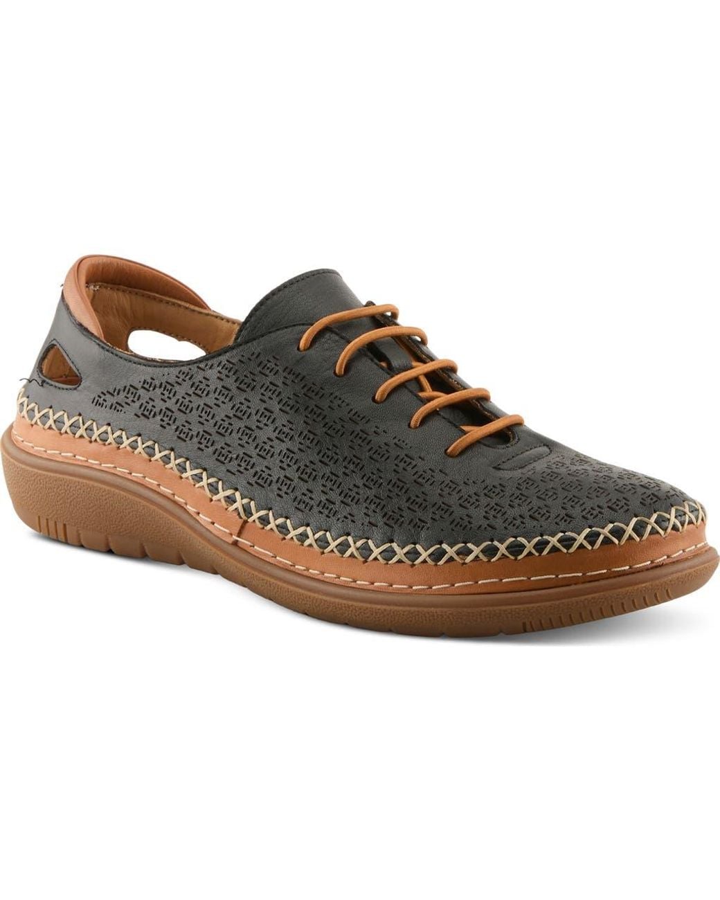 Spring Step Janell Laser Cut Sneaker in Brown | Lyst