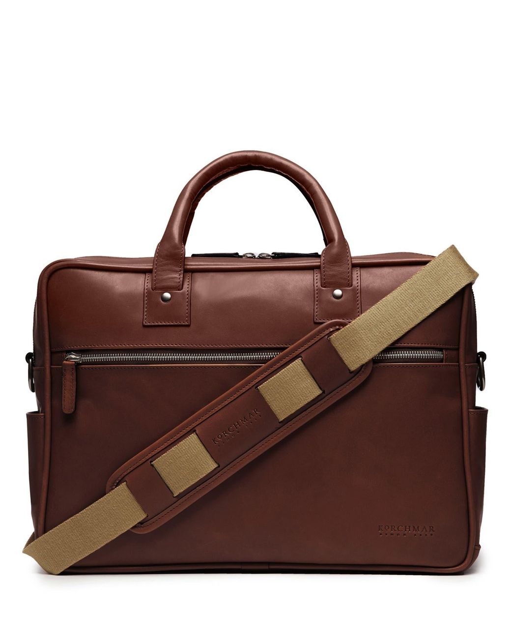 Korchmar Brown Dylan Slim Leather Briefcase