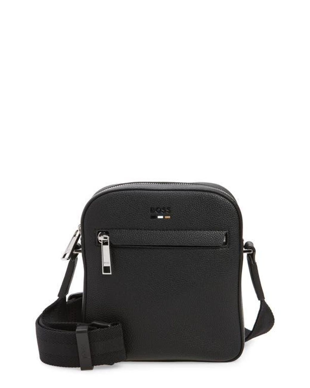 HUGO Ray North South Faux Leather Crossbody Bag in Black for Men Lyst