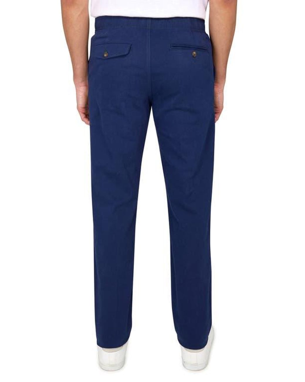 Con.struct Blue Slim Fit Solid Drawstring Pants for men