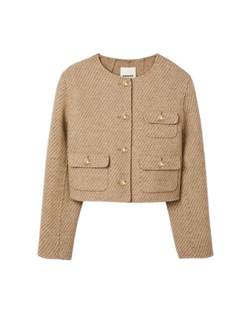 Sandro Blue Cropped Button-Down Jacket