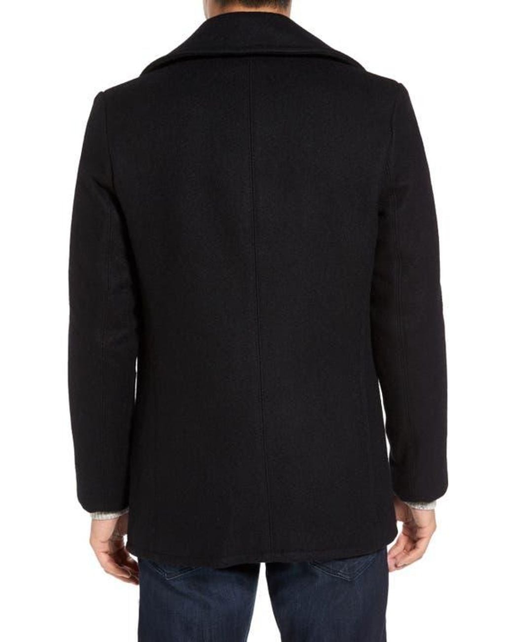 Schott Nyc Black Slim Fit Wool Blend Peacoat for men