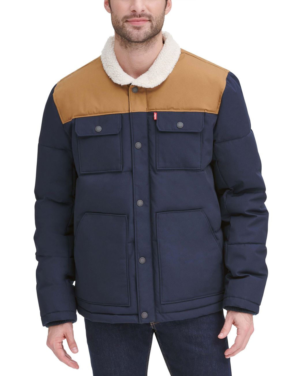 Levi's Woodsman High Pile Fleece Puffer Jacket in Blue for Men Lyst