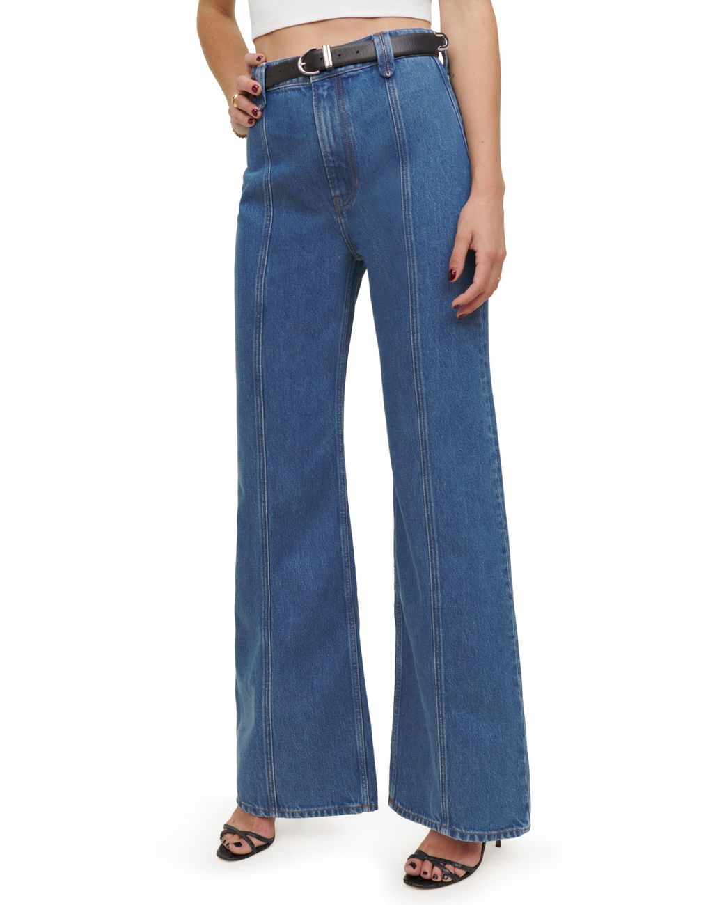 Reformation Leah Seamed High Waist Wide Leg Jeans in Blue Lyst